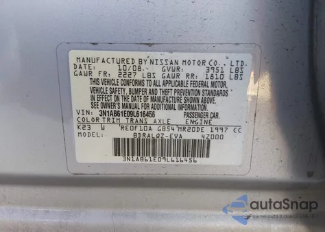 2009 Nissan Sentra 2.0 из США, поврежденный, VIN 3N1AB61E09L616456